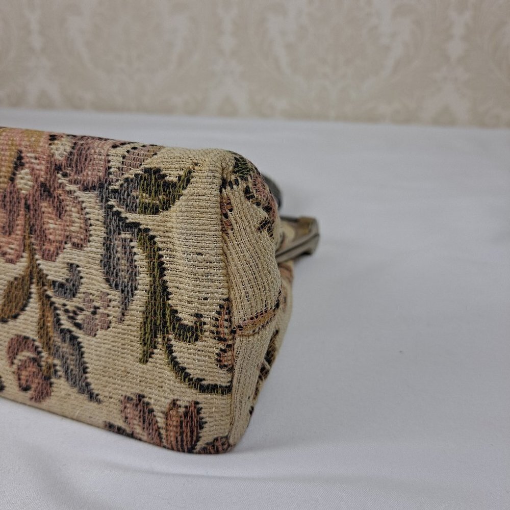 Dover 1950's Needlepoint Tapestry Frame Handbag Patent Top Handle Top Clasp Vtg - Picture 9 of 14